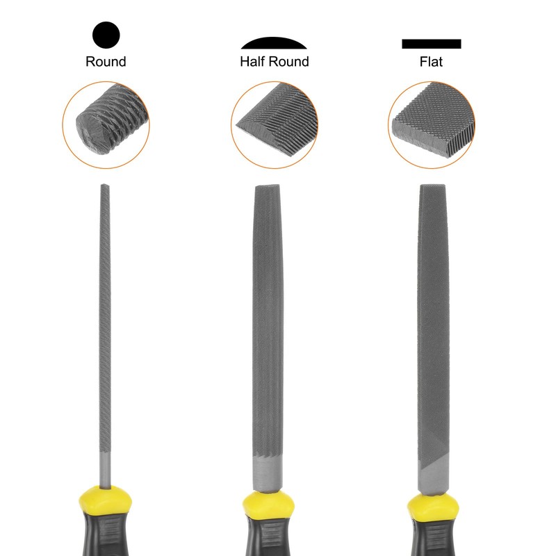 sourcing map 3pcs Metal File Set 6" High Carbon Steel