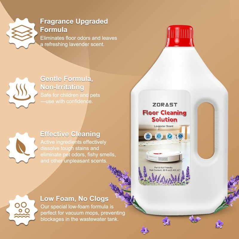 ZORAST Lavender Scent Floor Cleaning Solution, Compatible with All Roborock