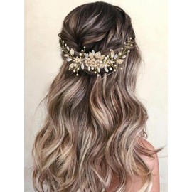 Gorais Diadema de novia con diseño de flor de vid, accesorios para el pelo para mujeres y niñas (B-dorado)