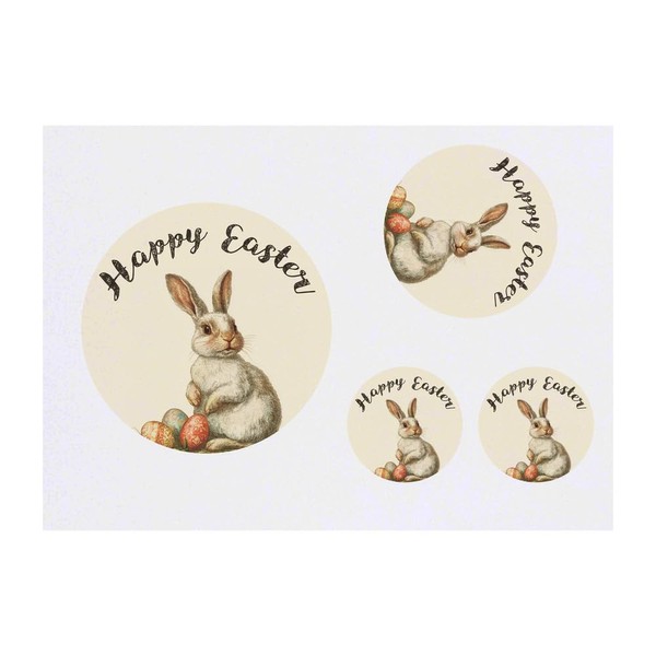 Azeeda 4 x 'Frohe Ostern mit Kaninchen und Eiern' Temporäre