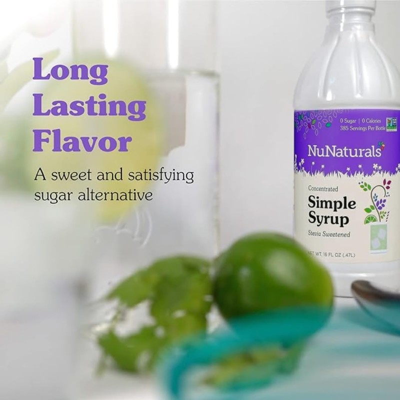 NuNaturals Stevia Simple Syrup, Sugar-Free Sweetener, Plant-Based Sugar Substitute, Zero