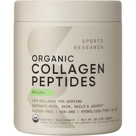 Sports Research Cosequin Péptidos de colágeno en polvo con té verde matcha orgánico  verificado sin OMG, certificado dieta Keto y libre de gluten (24 