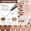 2 Pack 4-Tip Microblading Eyebrow Pen with 2 Brow Brushes,