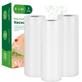 Moretoes Vacuum Sealer Bags, 3 Rolls 8" x 33' Food Vac Bags for Food Storage Saver, Commercial Grade Bag Rolls, BPA Free, Customized Size Bag for Sous Vide Cooking or Meal Prep