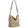 Caspar TL803 Classic Elegant Women's Leather Handbag, taupe, One size