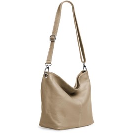 Caspar TL803 Classic Elegant Women's Leather Handbag, taupe, One size