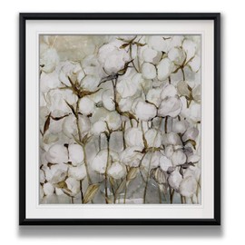 Cotton Field Canvas Art Framed Flowers Painting Nature Landscape Prints Giclee Home Wall Decor Ready to Hang