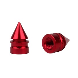 Senzeal 5X Impale Spike Style Polished Aluminum Alloy Tire Valve Caps Red