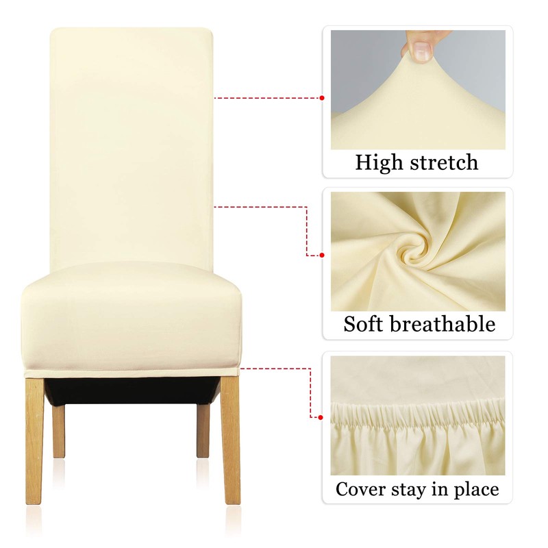 Leorate XL Size Chair Covers Stretch Polyester Chair Slipcover Dining
