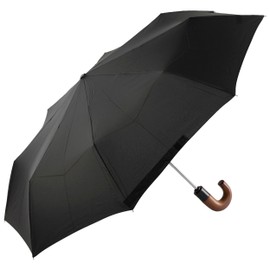 Fulton Open & Close Wooden Clock Handle Folding Umbrella, 31cm, 1L, Black, Black