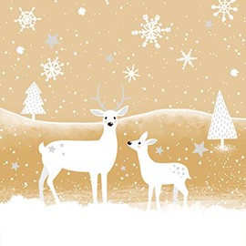 20 napkins, deer in winter, gold, 33 cm x 33 cm
