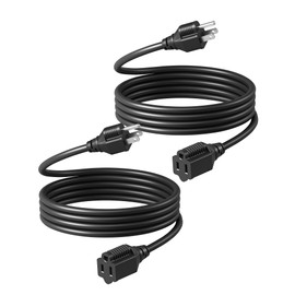 DEWENWILS 2 Pack 6FT Outdoor Extension Cord Waterproof, Heavy Duty 16 AWG SJTW, NEMA 5-15P to 5-15R, 3 Prong Grounded Plug for Indoor and Outdoor, ETL Listed, Black