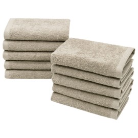 ZOLLNER Set of 10 Small Guest Towels 30 x 30 cm Cotton Sand