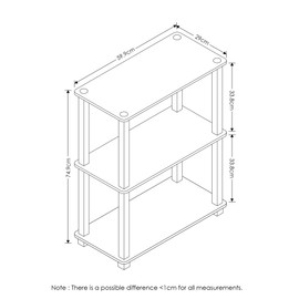 Furinno Turn-S-Tube 3-Tier Compact Multipurpose Shelf Display Rack with Square Tube, Light Blue/White