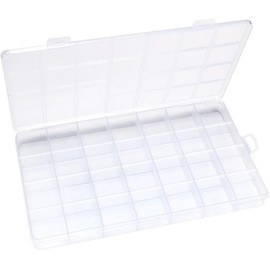 UKKQES 28 Grids Clear Stackable Plastic Organizer Storage Box Container with Adjustable Dividers for Beads, Art DIY, Crafts, Jewelry, Fishing Tackle