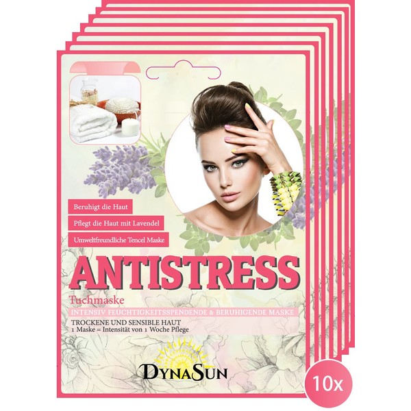 DynaSun Kit 10x Anti-Stress Mask BTS with Lavender and Brassica Oleracea Extract Intensive Moisturising and Balancing Mask Kpop for Moisturising Skin
