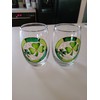 Lucky Green Shamrocks Hand Painted Stemless Wine Glasses Set of