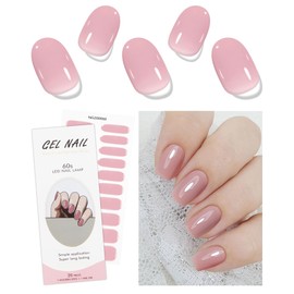 JMEOWIO Gel Nail Stickers Cream Pink Semi Cured Gel Nail Strips Wraps UV/LED Nail Supplies Nail Art Design Decoration Accessories