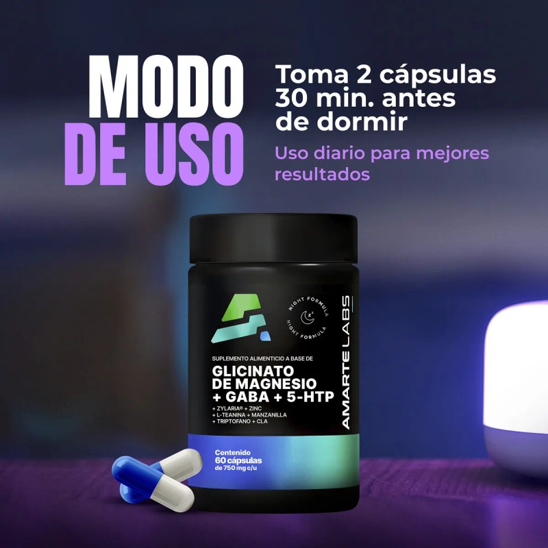 Amarte Labs Glicinato de Magnesio Descanso y Sueo Profundo, Frmula