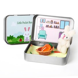 JULEASEL Little Pocket Bunny, Easter Basket Stuffer, Easter Gifts for Kids, DIY Pet Bunny Adoption, Easter Baskets(Beige)