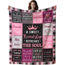 Inmedioor Best Friend Birthday Gifts for Women,Bestie Throw Blankets Soul Sister Graduation Gifts Ideas,Unique Friendship Friendsgiving Gifts for Friends Female 50"X40"