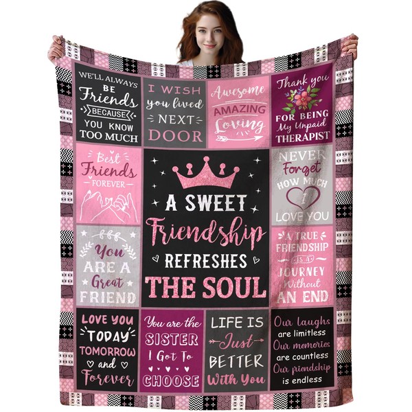 Inmedioor Best Friend Birthday Gifts for Women,Bestie Throw Blankets Soul