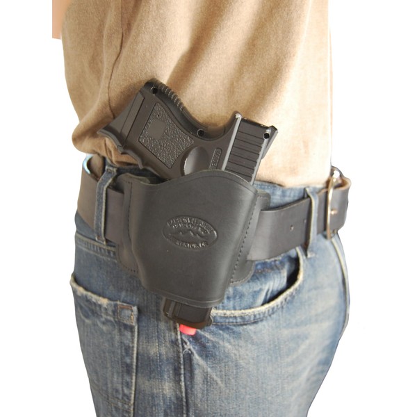 Barsony Black Leather Quick Slide Holster for Magnum Research MR40