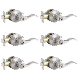 6 Pack Knobonly Door Handle Keyless Bedroom Bathroom Door Levers Privacy Door Handleset Brushed Nickel Finish