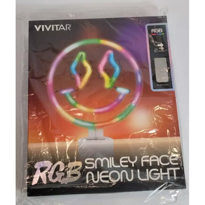 VIVITAR RGB Smiley Face Neon Desk Light With Remote