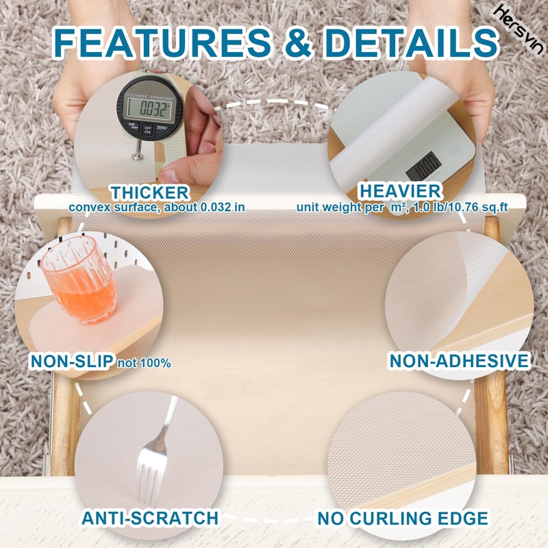 Hersvin Shelf Liners 24 in x 20 ft Drawer Mats