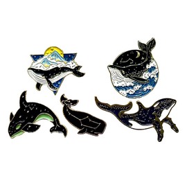 Pack of 5 whale pin whale brooch, Alloy