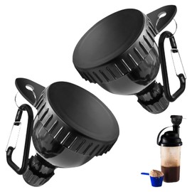 Small Protein Shaker, 2 Pcs Protein Powder Container, Portable Protein Powder Storage for Workout and Travel, Compact Protein Powder Holder with Funnel Design, Black