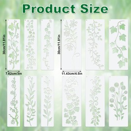 Hebterrka Pack of 12 Leaf Vine Stencils, Reusable Spring Flowers Stencils for DIY Craft Projects, Painting Templates for Wood, Walls, Canvas, Furniture