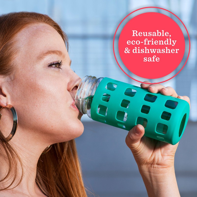 Silicone Glass Water Bottle Sleeves - 6-Pack of Protective Holders