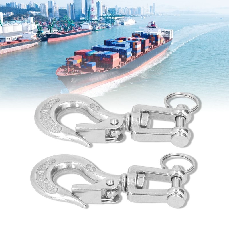 2pcs Lifting Clevis Chain Hooks 304 Stainless Steel Swivel Lifting