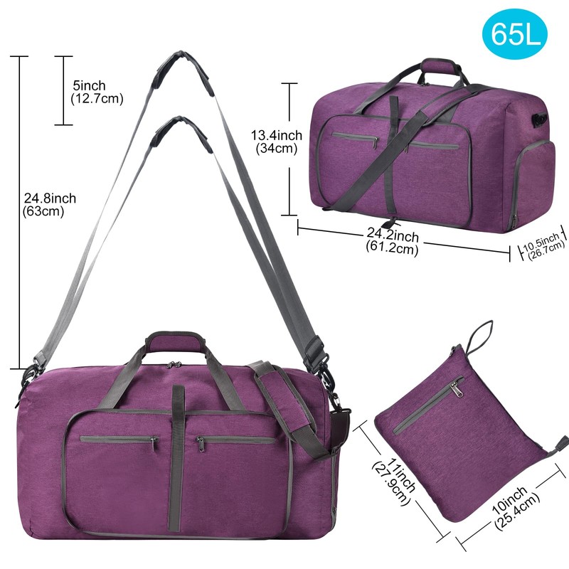Felipe Varela Duffle Bag with Shoes Compartment and Adjustable Strap,Foldable