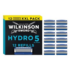 Wilkinson Sword - Hydro 5 Razors for Men, 12 Replacement Blades, Moisturising Gel Pools and Folding Trimmer