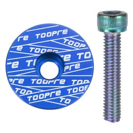 HARFINGTON 1 1/4" OD Bicycle Headset Stem Top Cap Aluminum Alloy Cycling Headset Cover Stem with Rainbow Color M6 Bolt for Mountain Road Bike MTB, Blue