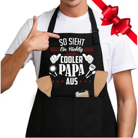 Jbniuay Dad Gift - Father's Day Gift Cooking Apron Dad Gift Apron for Dad BBQ Apron Adjustable Baking Apron Gift for Birthday, Christmas, Father's Day, black