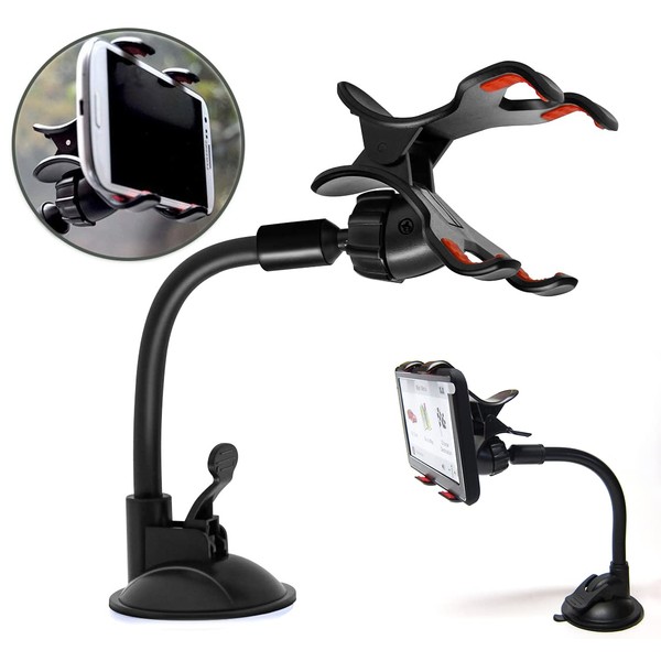 Ramtech Car GPS Windshield Suction Cup Dual Clip Bracket Mount