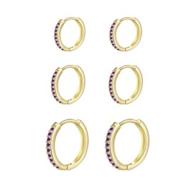 3 Pairs of Hoop Earrings Silver Earrings for Women, Small Earrings Set with Zirconia, 925 Silver Gold-Plated Hoop Earrings, Hypoallergenic, Small Sleeping Hoop Earrings Silver/Gold, 8 mm/10 mm/12 mm,