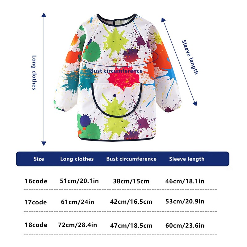 Heyjoin Kids Waterproof Art Smock Graffiti Painting Apron with Long