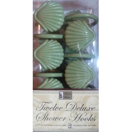 Better Home 12 Sea Shell Deluxe Shower Hooks S Shaped Fun Design Curtain Rings (Green)