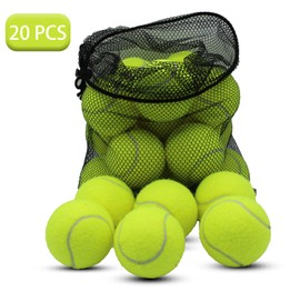 SHYUJAJIE Tennis Balls, 20 Pack Training Tennis Balls,High Elasticity Practice Tennis for Beginner, Exercise Playing Balls for Pet Dog (Yellow)