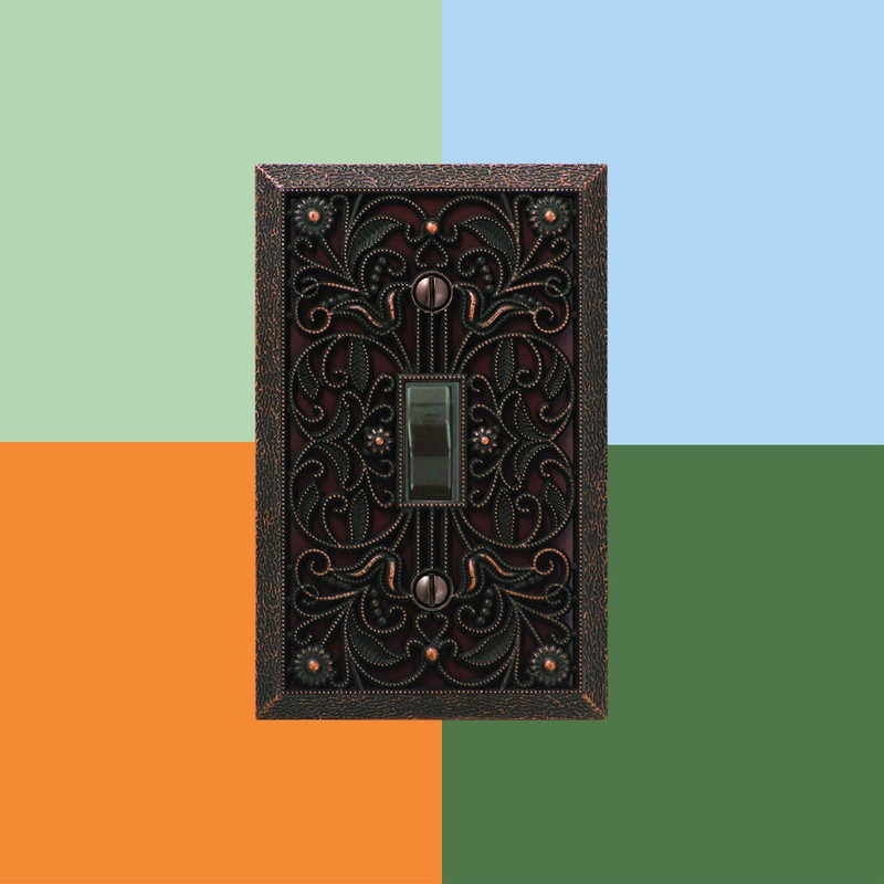 Amerelle 65DAB Filigree Wallplate, 1 Duplex, Antique Brass