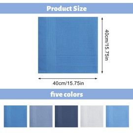 Giantree Pack of 5 Men's Fabric Handkerchiefs, 40 x 40 cm, Cotton Men's Handkerchiefs, Soft Handkerchiefs, Reusable Gift for Men, blue