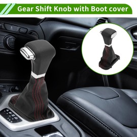 HOPESPANNER Automatic Gear Shifter Knob with Cover for VW Tiguan Touran Bora Passat Plastic Faux Leather Automotive Gearbox Stick Shifter Lever Knob Black Red