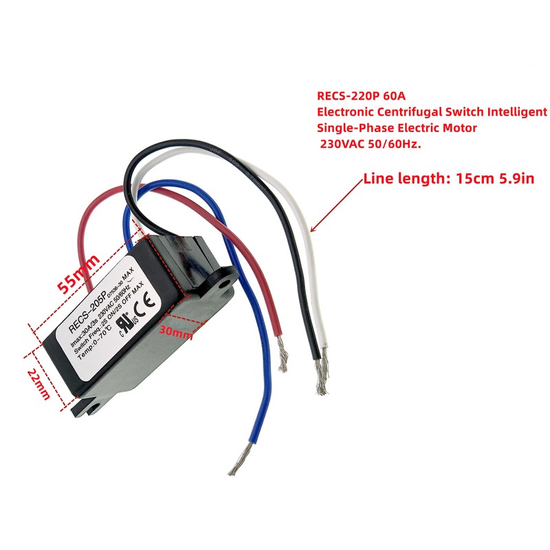 RECS-205P 30A Electronic Centrifugal Switch Intelligent Single-Phase Electric Motor for