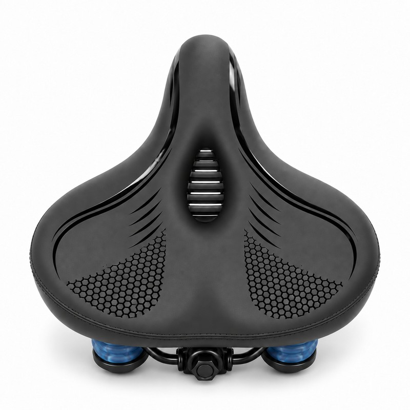 Oversized Wide Bike Seat with Shock Absorbing Balls, Waterproof PU