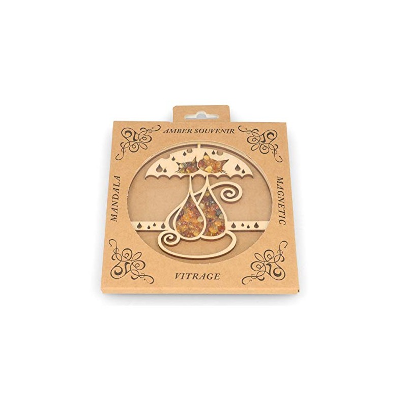 Genuine Baltic Amber Unique Gift Vitrage Mandala Decoration Magnet Amber